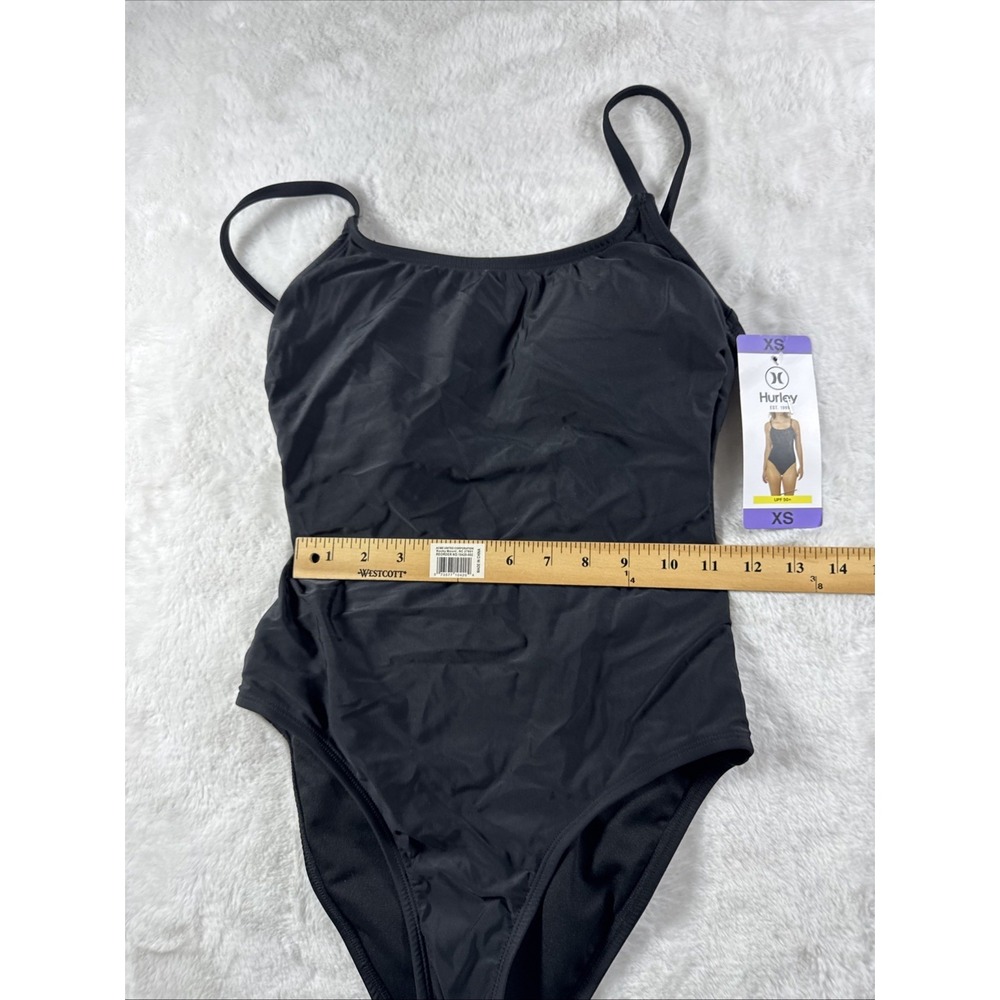 Hurley One-Piece Swimsuit UPF 50+ Stretch  Strappy Back Shelf Bra Black Size XS - Picture 3 of 8